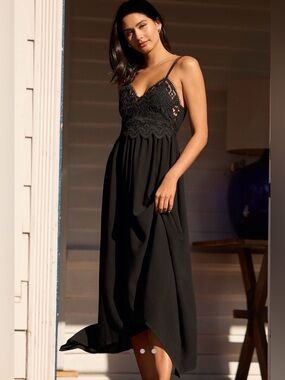 NWT Anthropologie Viviette Black Lace midi Bodice Maxi Dress small